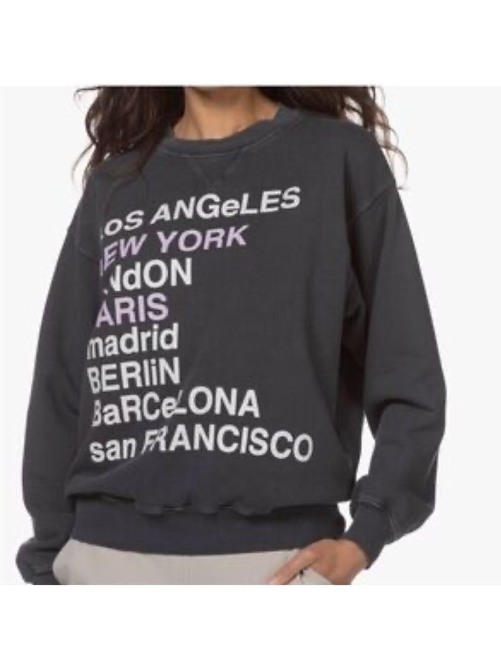 Anine Bing City Love Grey Pullover Sweatshirt Size XS Over Sized Crewneck